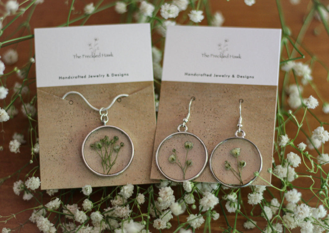 Wedding Bouquet Preservation Earrings and Necklace